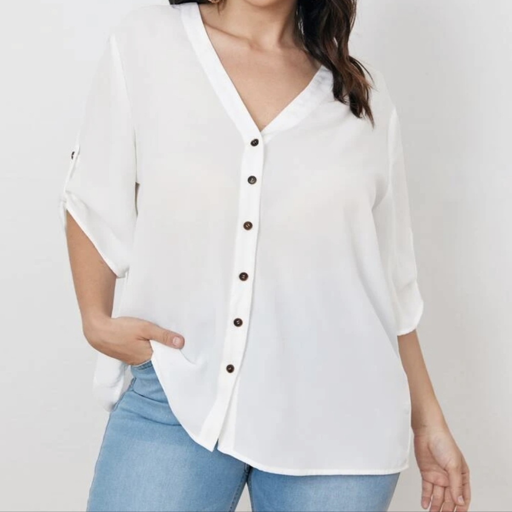 💥☎️ LAST CALL SHEIN White Button Down Blouse 4XL